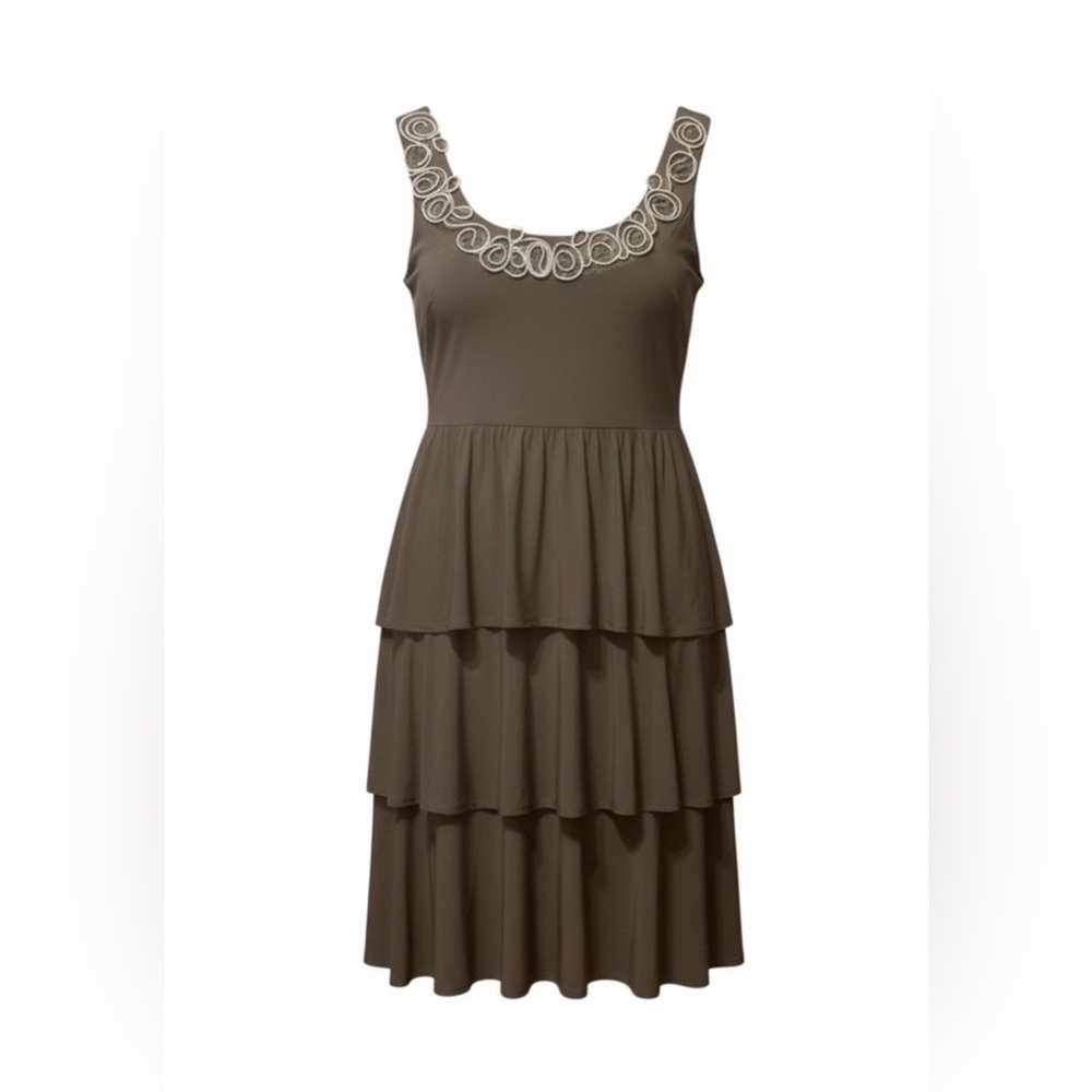 Tiana B. Tiered Sleeveless Embellished Dress – Size Large